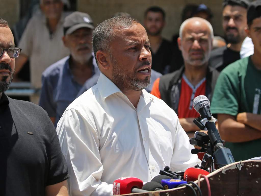 Bâtiment administratif endommagé dans la bande de Gaza.