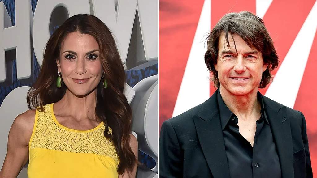 Tom Cruise et Samantha Harris lors d'une promotion de film à Séville